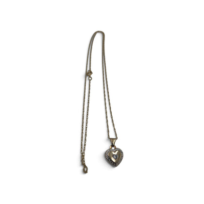 9CT Love Heart Necklace CZ Stones, 19