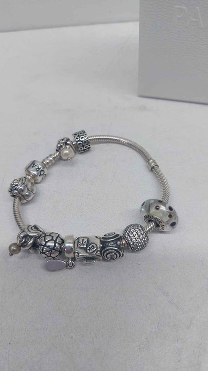 Pandora ALE 925 Sterling Silver Charm Bracelet With 10x Charms - 8