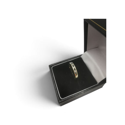 9CT Gold Diamond Ring, Black Square CZ Stones, 2.1Grams, Size O (HALLMARKED & TESTED)