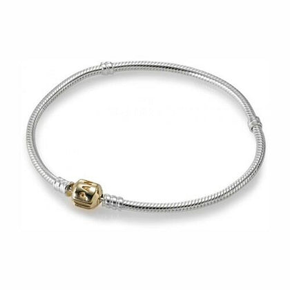 Pandora Sterling Silver Moments Bracelet With Solid 14ct Gold Clasp  RRP £275