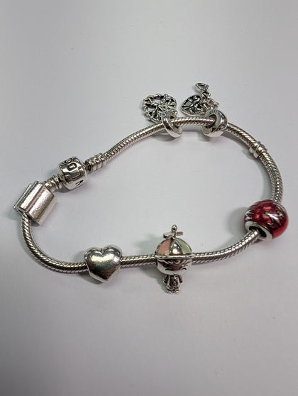 Silver Pandora Charm Bracelet With Charms