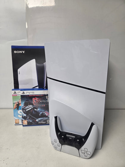 Sony PlayStation 5 Slim disc version console with 2 games