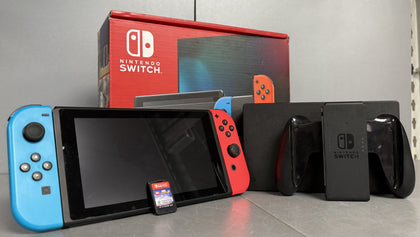 Nintendo Switch V2 - Neon Red/Blue Console Bundle ( + Unboxed Lego Marvel Super Heroes 2 ) ** Boxed **