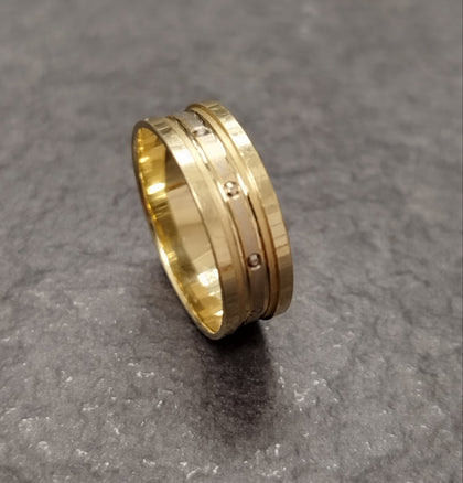 14ct Yellow Gold Modern Design Band Ring - Size W