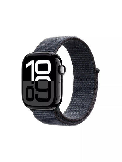 Apple Watch Series 10 - 42mm - GPS + Cellular - Jet Black Aluminium Case - Ink Sport Loop - Adjustable