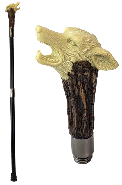 2 Piece Wolf Swagger Cane / Walking Stick 94cm