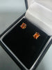9ct GOLD EARRINGS ORANGE STONE  1.3G