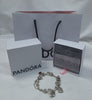Pandora Moments Barrel Clasp Snake Chain 23cm Bracelet with 11 Charms in box