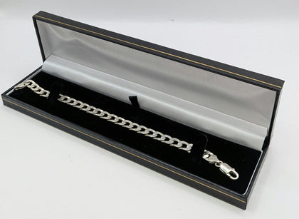925 Hallmarked, Silver, Curbed Bracelet W/ Lobster Lock, 7