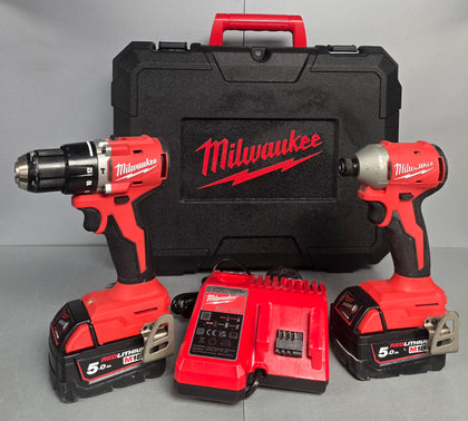 Milwaukee Next Generation M18BLCPP2A-502C 18V 2 x 5.0Ah Li-Ion RedLithium Brushless Cordless Compact Power Tool Twin Pack