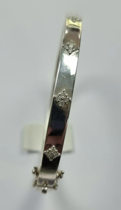 Silver Bangle 925 moissanite stones