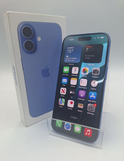 Apple iPhone 16 128GB Blue Smartphone boxed 100% batt health