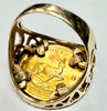 Solid Gold 1/10oz 1981 Krugerrand coin in a 9ct ring size J1/2