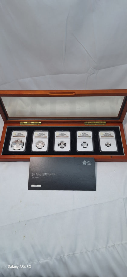 The Royal Mint The Britannia 2015 Premium Five-Coin 999 Fine Silver Proof Set First Release