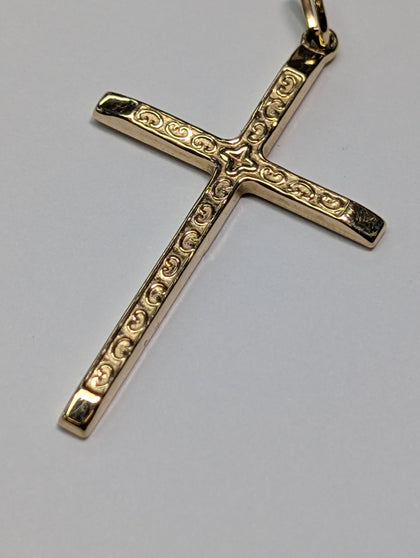 14CT GOLD PATTERNED CROSS PENDANT PRESTON STORE