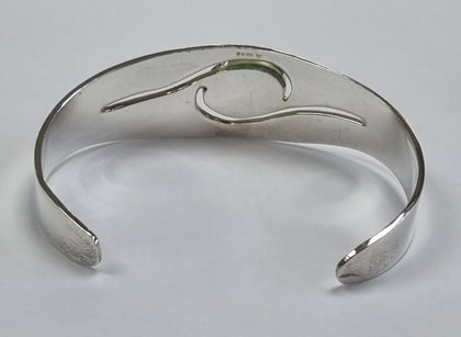 Silver Bangle Green Stone