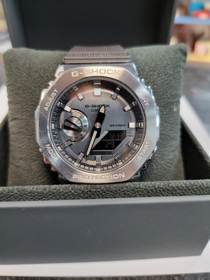 Casio G-Shock Men's GM-2100-1AER Watch Stainless Steel with Black Resin Strap.