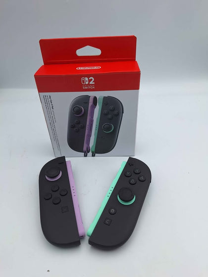 Nintendo Switch 2 Joy-Con 2 Controller Pair – Black / Light Purple & Green – With Straps *BRAND NEW
