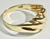 9ct yellow gold dome croissant ring size Q 1/2