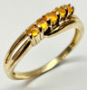 9ct yellow gold five stone orange gem stone ring size N 1/2