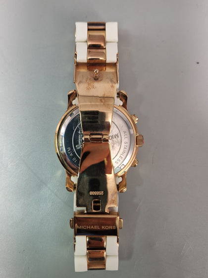 Michael Kors Womens Runway Watch MK-5464 Gold White Rubber