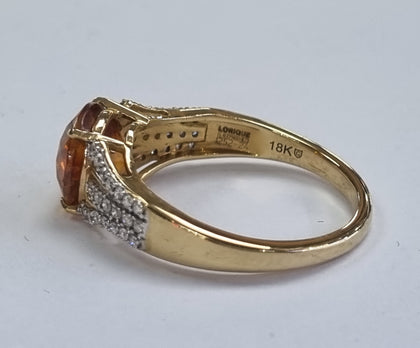 18ct gold ring orange/diamond size N1/2