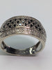9ct White Gold Diamond and Black Stone Patterned Ring