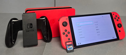 Switch Console, 64GB OLED Mario Red + Red Joy-Con Mario Tennis