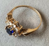 9ct Gold Ring Blue/Clear Stones