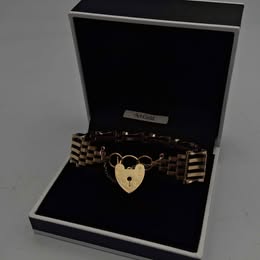 9CT Yellow Gold Multi-Bar Gate Bracelet With Heart Shaped Clasp -  11.63 Grams - 7
