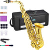 EASTROCK Alto Saxophone for Beginner, E-Flat Gold Lacquer Alto Saxophone, E Key Sax with Hard Case Mouthpiece Pads Neck Strap Reeds Cleaning Cloth Glo