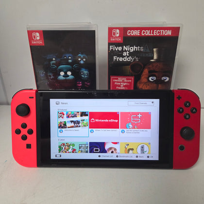 Nintendo Switch Console Red Joy Cons with 2 Five nights & Freddys Games