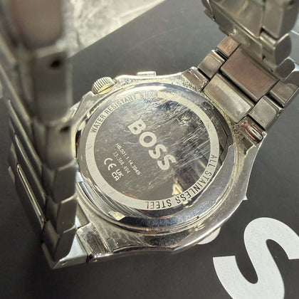 Hugo Boss Taper Chronograph White Dial Silver Steel Strap Watch For Men