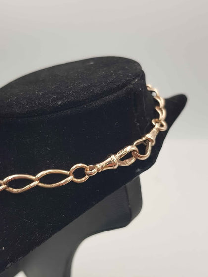 9ct Rose Gold Albert Chain Necklace with Oval Links & T-Bar Drop – 20