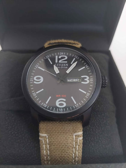 Citizen Sport BM8476 23EE Men's Solar Watch With Fabric Khaki Strap