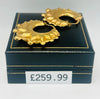 9CT YELLOW GOLD, 375 HALLMARKED BEADED ROUND CREOLE HOOP EARRINGS, 4.5G, BOXED