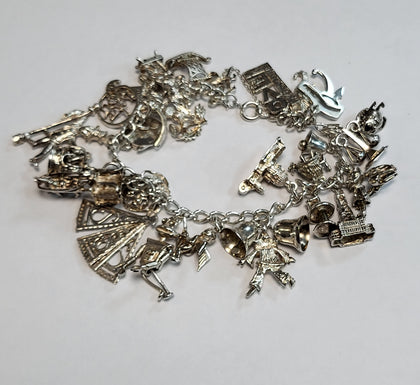 925 Silver Charm Bracelet - approx 7