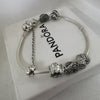 Pandora Bracelet with 6 Charms (Family Love Heart Charm x 2, Happy Birthday Charm, Love Heart Charm, & Others), 925 Silver & 35 Grams, Size: Length 8"