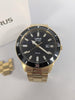 Lorus Mens Solar Gold Tone Black Dial Watch