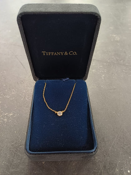 Tiffany & Co Elsa Peretti® Diamonds by the Yard® Single Diamond Pendant in Yellow Gold