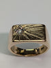 9ct Gold Diamond Block Ring Size S