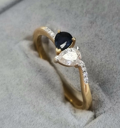 18ct Gold Diamond/Sapphire Ring Size 