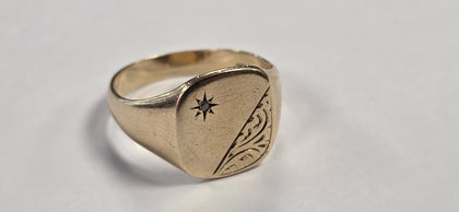 9ct Gold Diamond Signet Ring