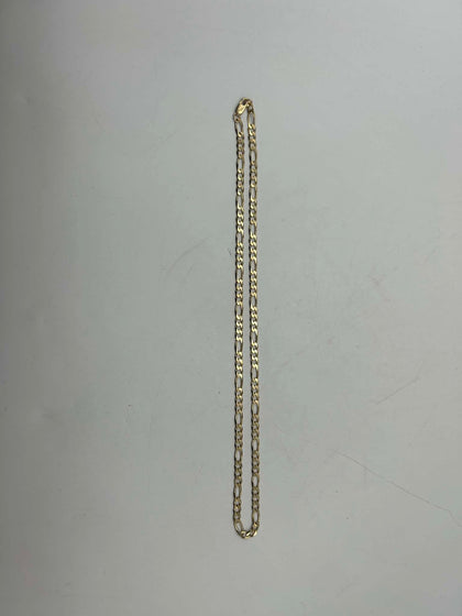9CT HALLMARKED 375, YELLOW GOLD FIGARO STYLE CHAIN, 24'', 21.7G, BOXED