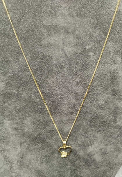 14ct Yellow Gold Heart & Butterfly Necklace