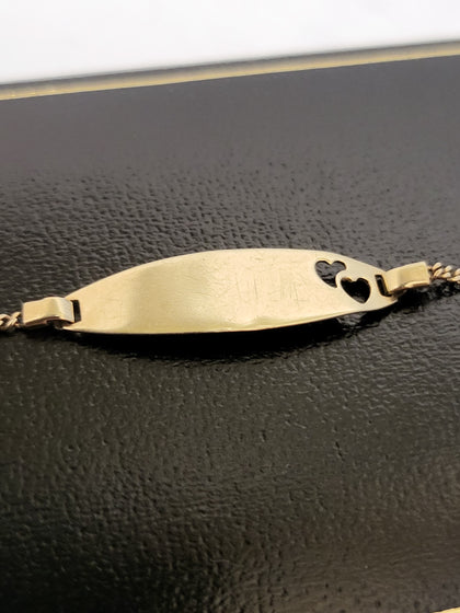 9ct Yellow Gold Delicate ID Bracelet with Heart Feature - 7.5