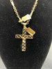 14ct Gold Link Chain (22 inches), 10.96g and 14ct Cross Pendant, 4.51g