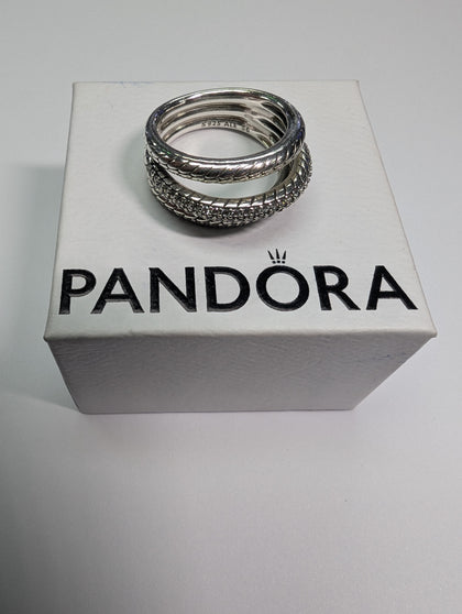Sliver Pandora Triple Band Snake Ring Boxed