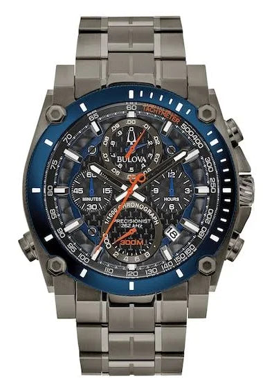 Bulova Icon Precisionist 46mm Black Dial Grey Ion Plated Steel Bracelet Watch