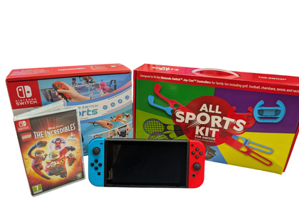 NINTENDO SWITCH CONSOLE BOXED WITH GAME &  SPORTS KIT